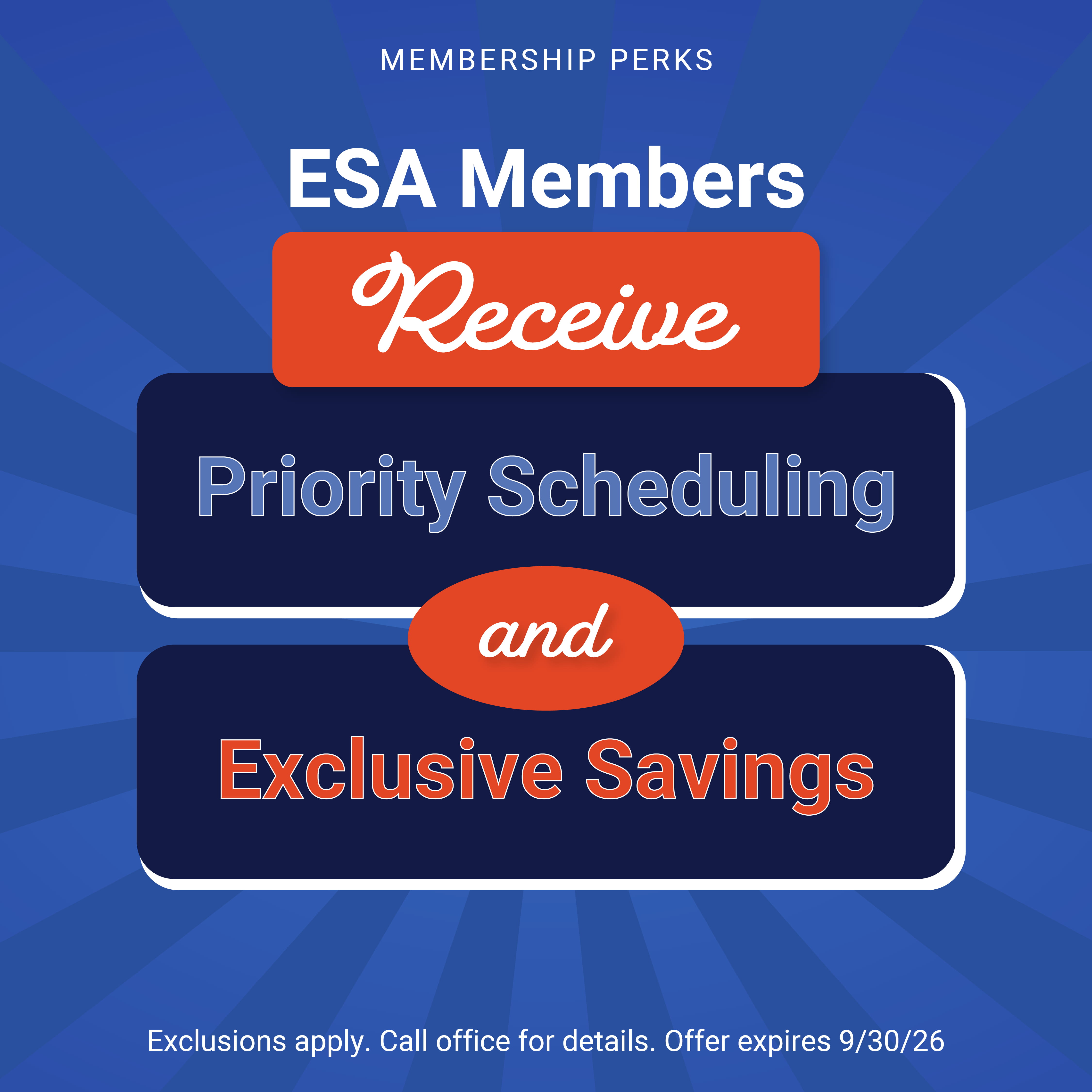 ESA Members Receive Priority Scheduling and Exclusive Savings